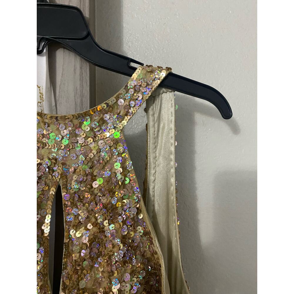 NEW Mac Duggal size 10 style 3434A sequin gold gown - Picture 8 of 13